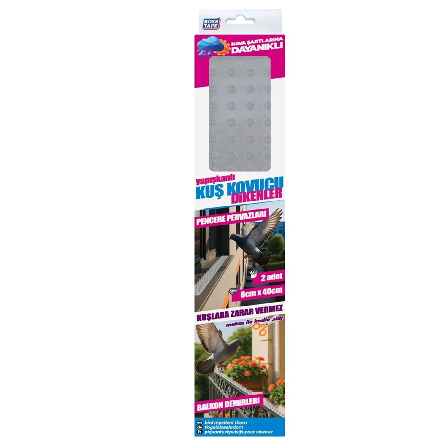 Yapışkanlı Kuş Kovucu Kuşkonmaz Dikenler 8cm x 40cm 2Adet