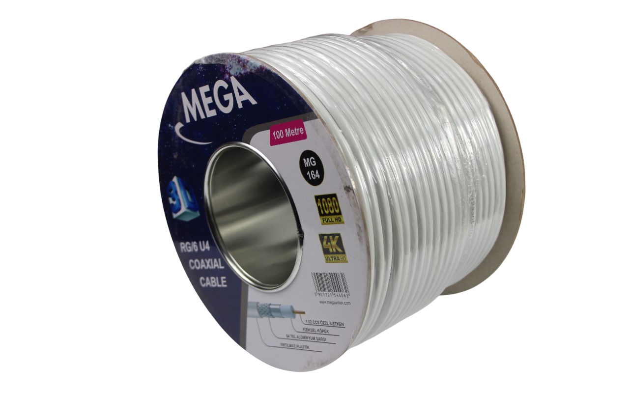 RG6 U4 64 TEL 100 MT BEYAZ MG-164 MEGA