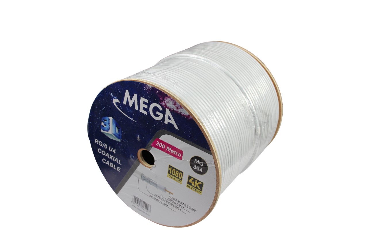 RG6 U4 64 TEL 300 MT BEYAZ MG-364 MEGA