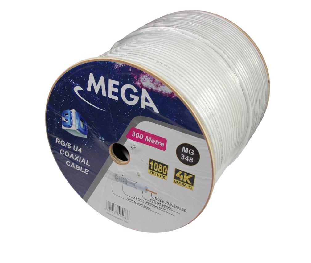 RG6 U4 48 TEL 300 MT BEYAZ MG-348 MEGA