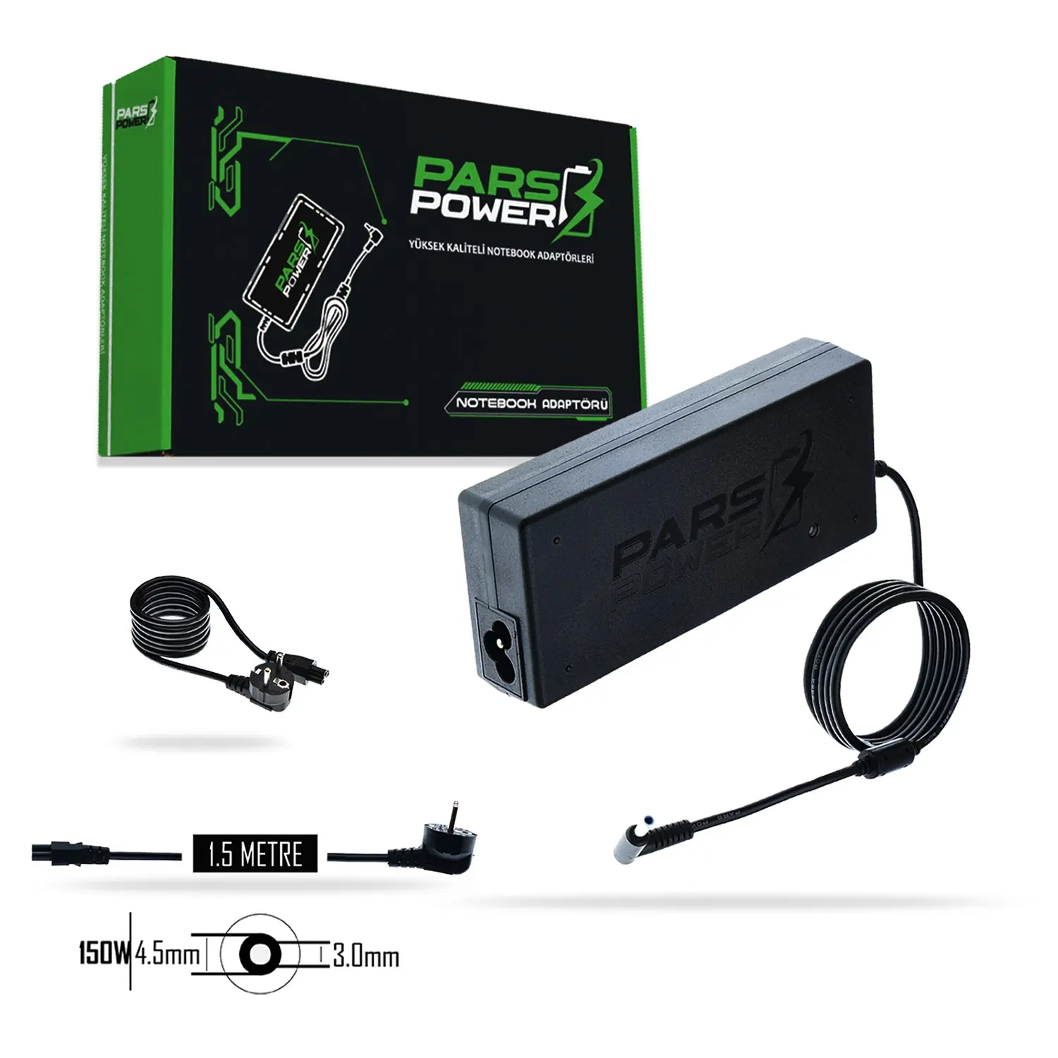 PRS-034 PARS POWER 150W 19.5V 7.69A (4.5*3.0MM) NOTEBOOK ADAPTÖR
