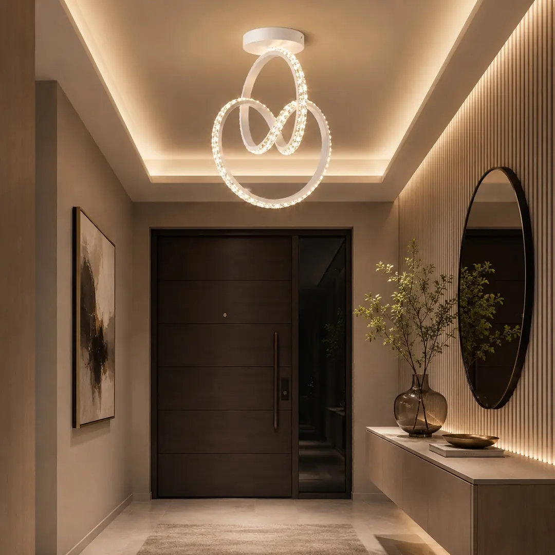 Elin Beyaz Cristalya Serisi 3 Renk Ledli Plafonyer Ledli Avize Modern LED Avize