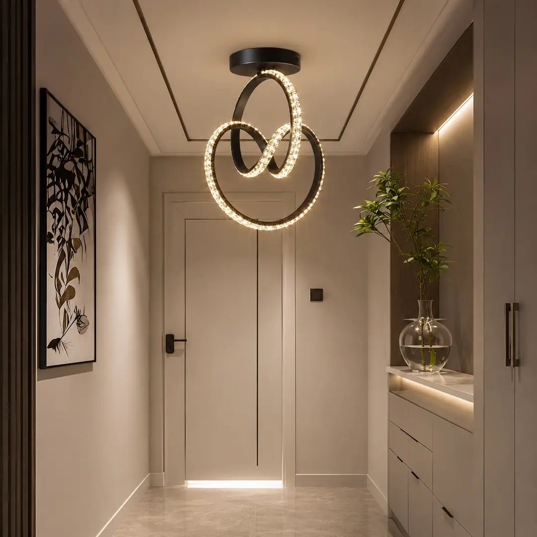 Elin Siyah Cristalya Serisi 3 Renk Ledli Plafonyer Ledli Avize Modern LED Avize