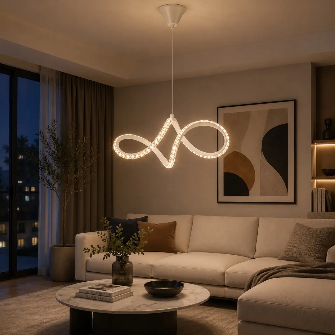 Mina Beyaz Cristalya Serisi Sarkıt 3 Renk Ledli Avize Modern LED Avize