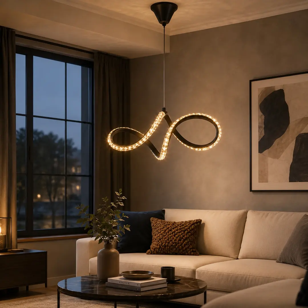 Mina Siyah Cristalya Serisi Sarkıt 3 Renk Ledli Avize Modern LED Avize