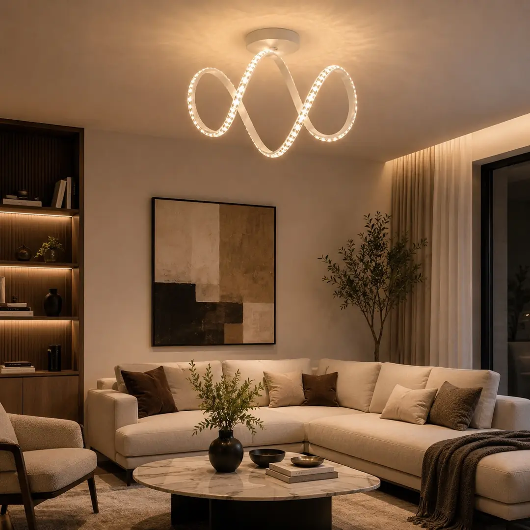 Mona Beyaz Cristalya Serisi Plafonyer 3 Renk Ledli Avize Modern LED Avize