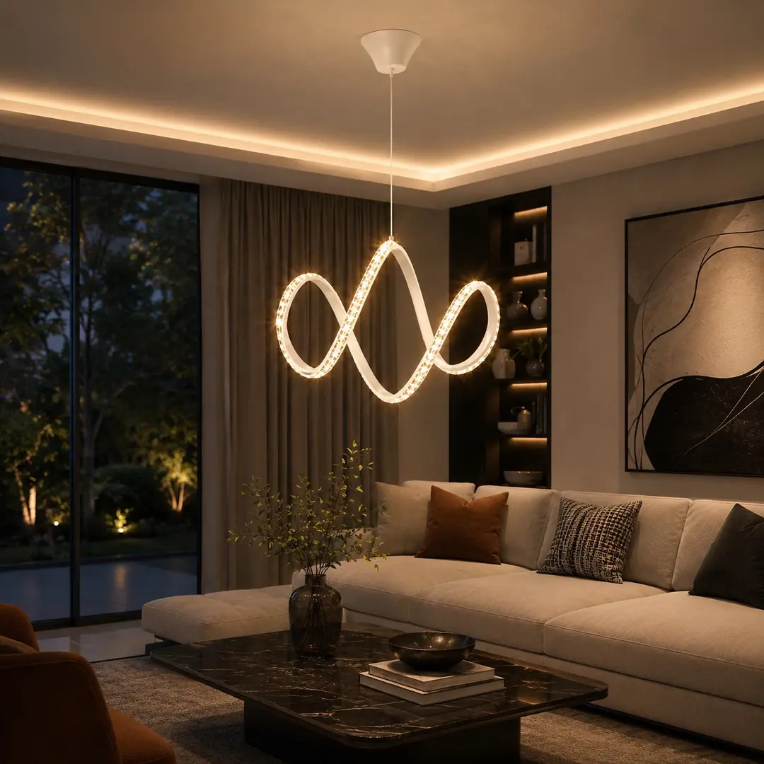 Mona Beyaz Cristalya Serisi Sarkıt 3 Renk Ledli Avize Modern LED Avize
