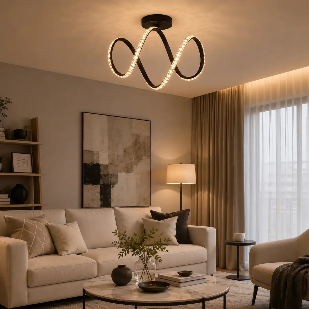 Mona Siyah Cristalya Serisi Plafonyer 3 Renk Ledli Avize Modern LED Avize