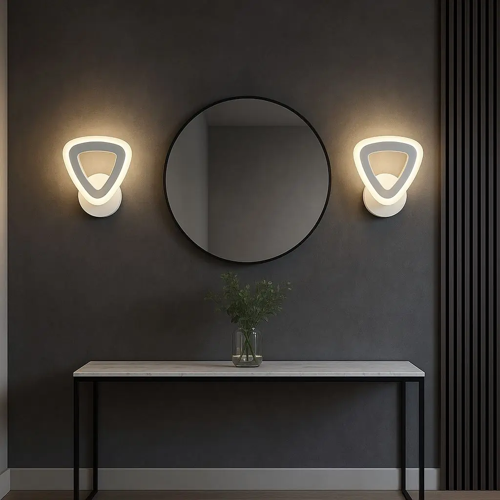 MS39006-1 Beyaz Mimari 3 Renk Ledli Modern Aplik-Takım 2 Adet