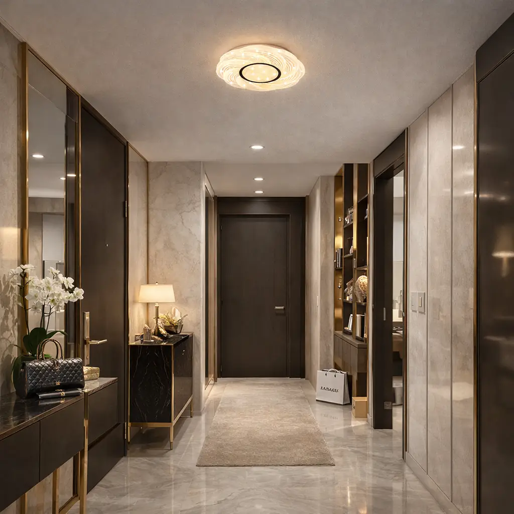 Saray Cristalya Serisi 26'Lık Yuvarlak Plafonyer 3 Renk Ledli Hol Antre Koridor Banyo Balkon Avizesi Ledli Avize Armatür - Çap 26 cm