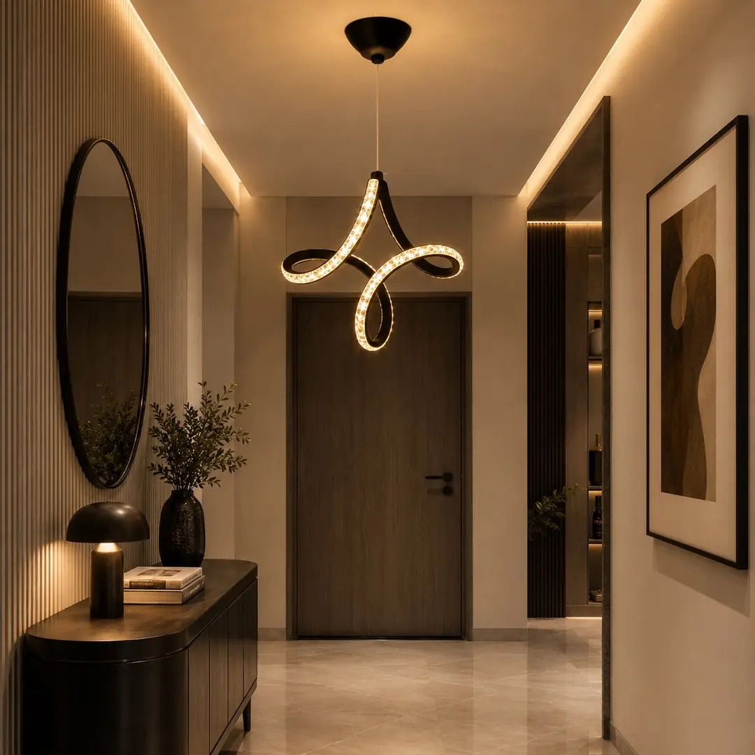 Sena Siyah Cristalya Serisi 3 Renk Ledli Sarkıt Ledli Avize Modern LED Avize
