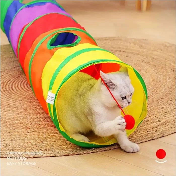Gökkuşağı Desenli Düz Kedi Tüneli 120cm