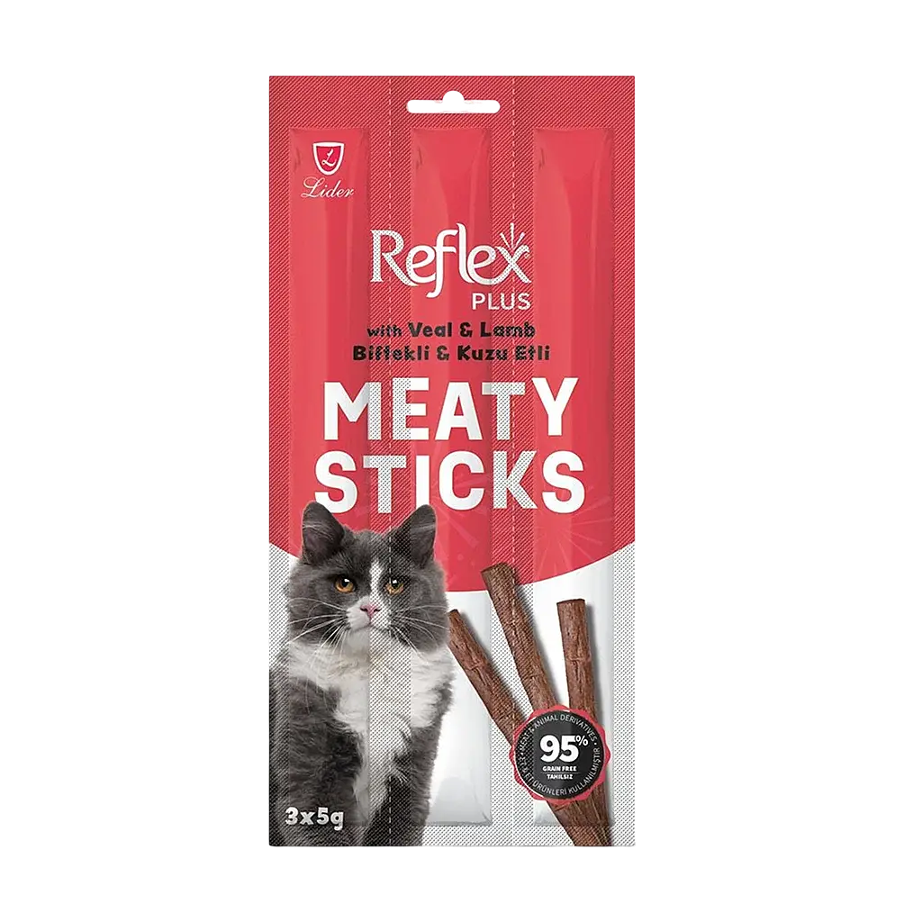 Reflex Biftekli ve Kuzulu Tahılsız Kedi Ödül Çubuğu 15 gr (3'lü