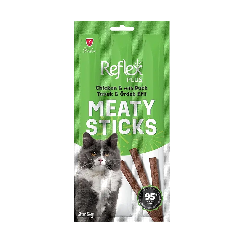 Reflex Plus Tavuklu ve Ördek Etli Tahılsız Kedi Ödül Çubuğu 15 gr 3'lü