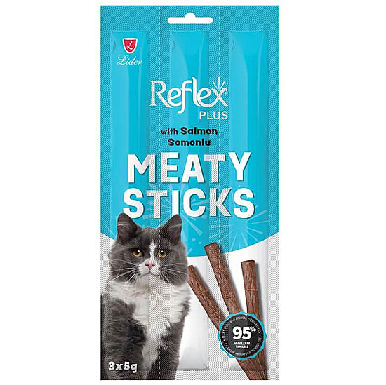 Reflex Cat Stick Somonlu Tahılsız Kedi Ödül Çubukları 5 Gr x 3 Stick
